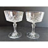 Pair Antique Crystal Champagne Coupes