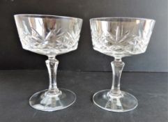 Pair Antique Crystal Champagne Coupes
