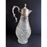 Antique Silver Plate & Cut Glass Claret Jug