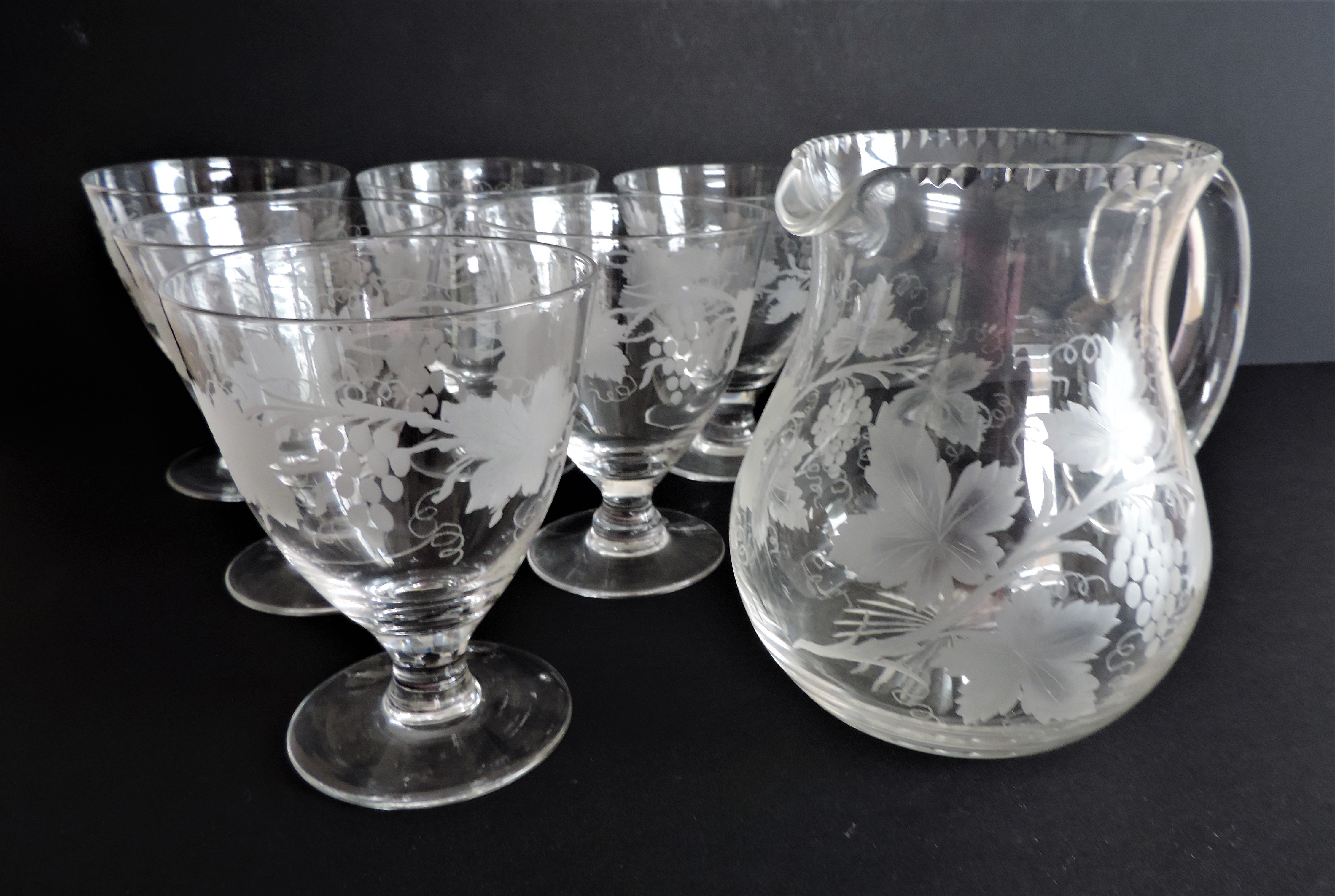 Art Deco Wine Goblets and Carafe Drinks Set c.1930's