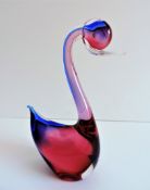 Vintage Summerso Murano Glass Swan 20cm Tall