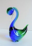 Murano Sommerso Glass Swan