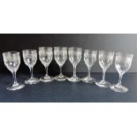 Set 8 Antique Crystal Engraved Glasses