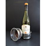 Pair Silver Plated Wine Bottle Coasters