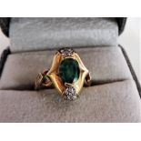 David Morris 18k Emerald & Diamond Ring 1ct Emerald 24 Diamonds