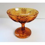 Vintage Amber Glass Tazza