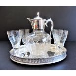 Vintage Mappin & Webb Silver Plate & Crystal Decanter Drinks Set