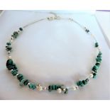 Green Quartz and Freshwater Pearl Necklace