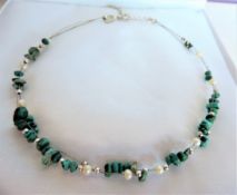 Green Quartz and Freshwater Pearl Necklace