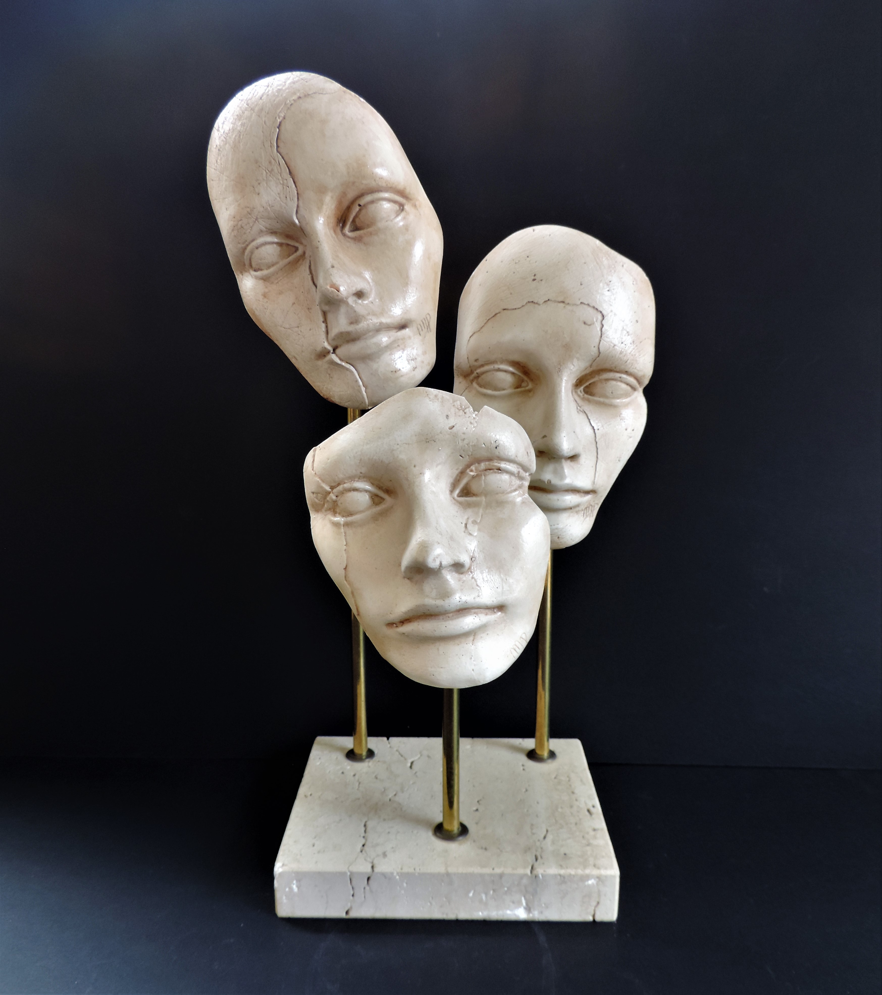 Modernist French Sculpture Trio of Faces - Image 2 of 8