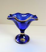 Vintage Echt Kristall Hand Cut German Cobalt Blue Bowl