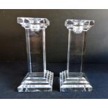 Matching Pair of Crystal Column Canndlesticks