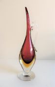 Murano Sommerso Teardrop Glass Vase 29cm Tall