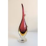 Murano Sommerso Teardrop Glass Vase 29cm Tall