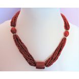 Multi Stand Coral Bead Necklace