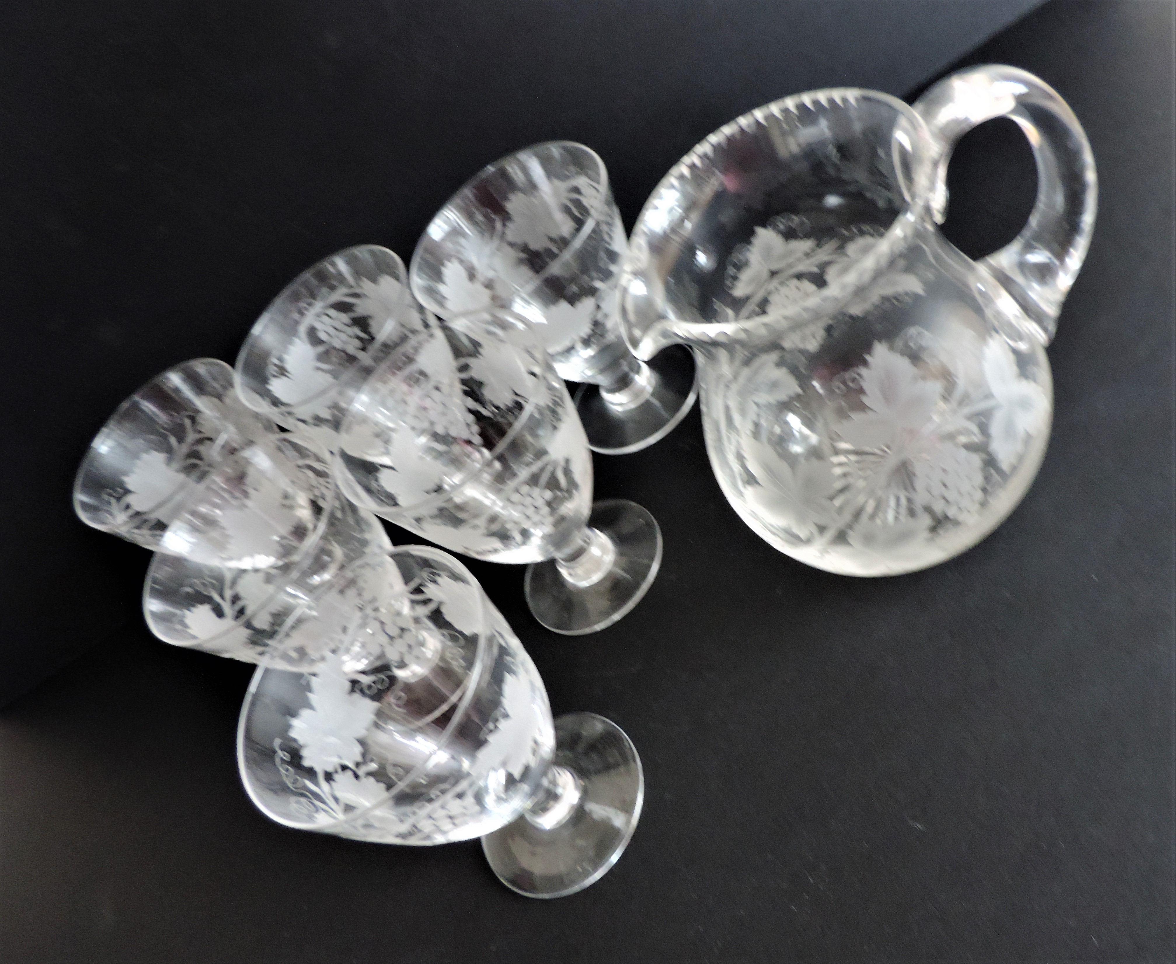 Art Deco Wine Goblets and Carafe Drinks Set c.1930's - Image 5 of 7