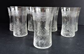 Set of Antique Art Nouveau Etched Glasses