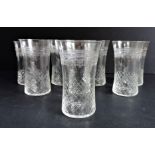 Set of Antique Art Nouveau Etched Glasses