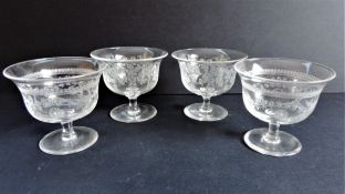 Antique Edwardian Etched Ice Cream/Sundae/Dessert Dishes