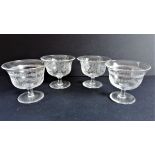 Antique Edwardian Etched Ice Cream/Sundae/Dessert Dishes