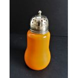 Art Deco Bohemian Glass & Silver Plate Sugar Shaker