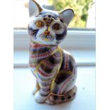 Royal Crown Derby Sitting Cat Gold Stopper