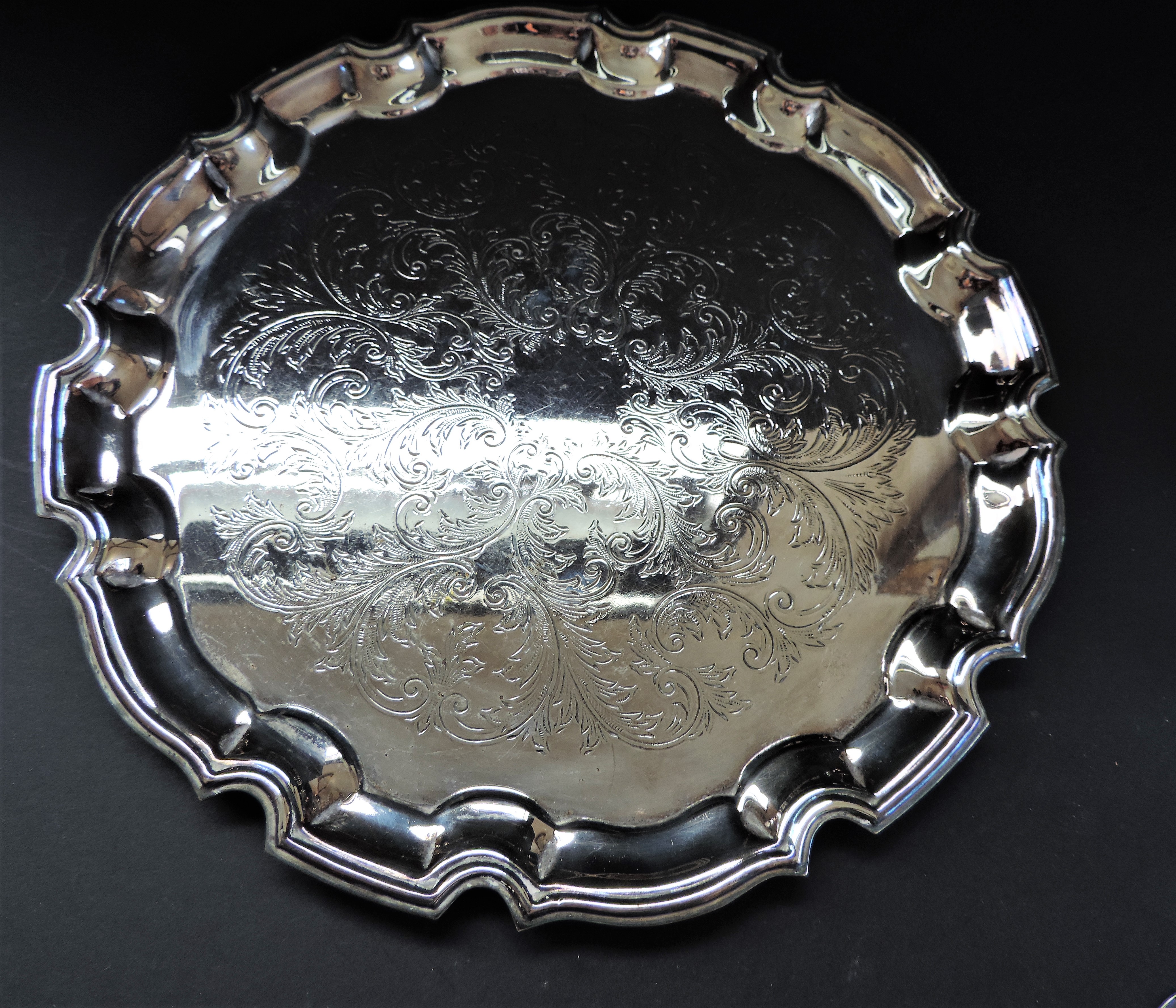 Crystal Decanter and Glasses on Silver Plate Serving Tray - Image 12 of 12