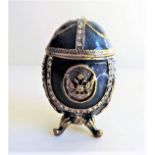 Blue Faberge Style Enameled Egg