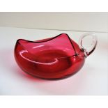 Antique Cranberry Glass Chamberstick Candle Holder