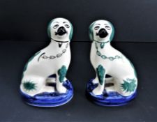 Pair Staffordshire Pottery Dogs