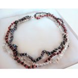 Multi Colour Quartz and Cultured Pearl Necklace