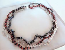 Multi Colour Quartz and Cultured Pearl Necklace