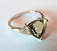 Silver Trillion Cut 1.5ct Green Amethyst Ring