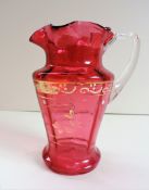 Antique Victorian Cranberry Glass Milk Jug