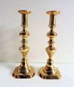 Pair of Antique English Victorian Brass Candlesticks