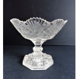 Antique Edwardian Cut Glass Tazza