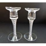 Pair Vintage Hand Made Stuart Crystal Candlesticks