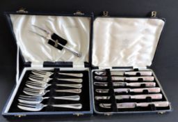 Mappin & Webb Silver Plate Dessert Knives & Forks Set