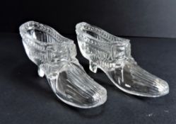 Antique Pair Victorian Glass Shoes