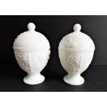 Vintage White Opaline Glass Trinket Pots
