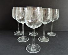 Antique Art Nouveau Etched Wine Glasses