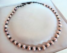 Cultured Pearl and Hematite Bead Necklace