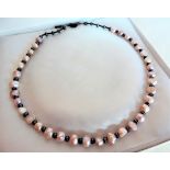 Cultured Pearl and Hematite Bead Necklace