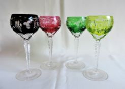 Bohemian Crystal Harlequin Wine Glasses/Hock Glasses