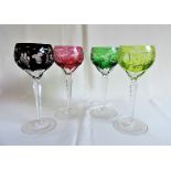 Bohemian Crystal Harlequin Wine Glasses/Hock Glasses