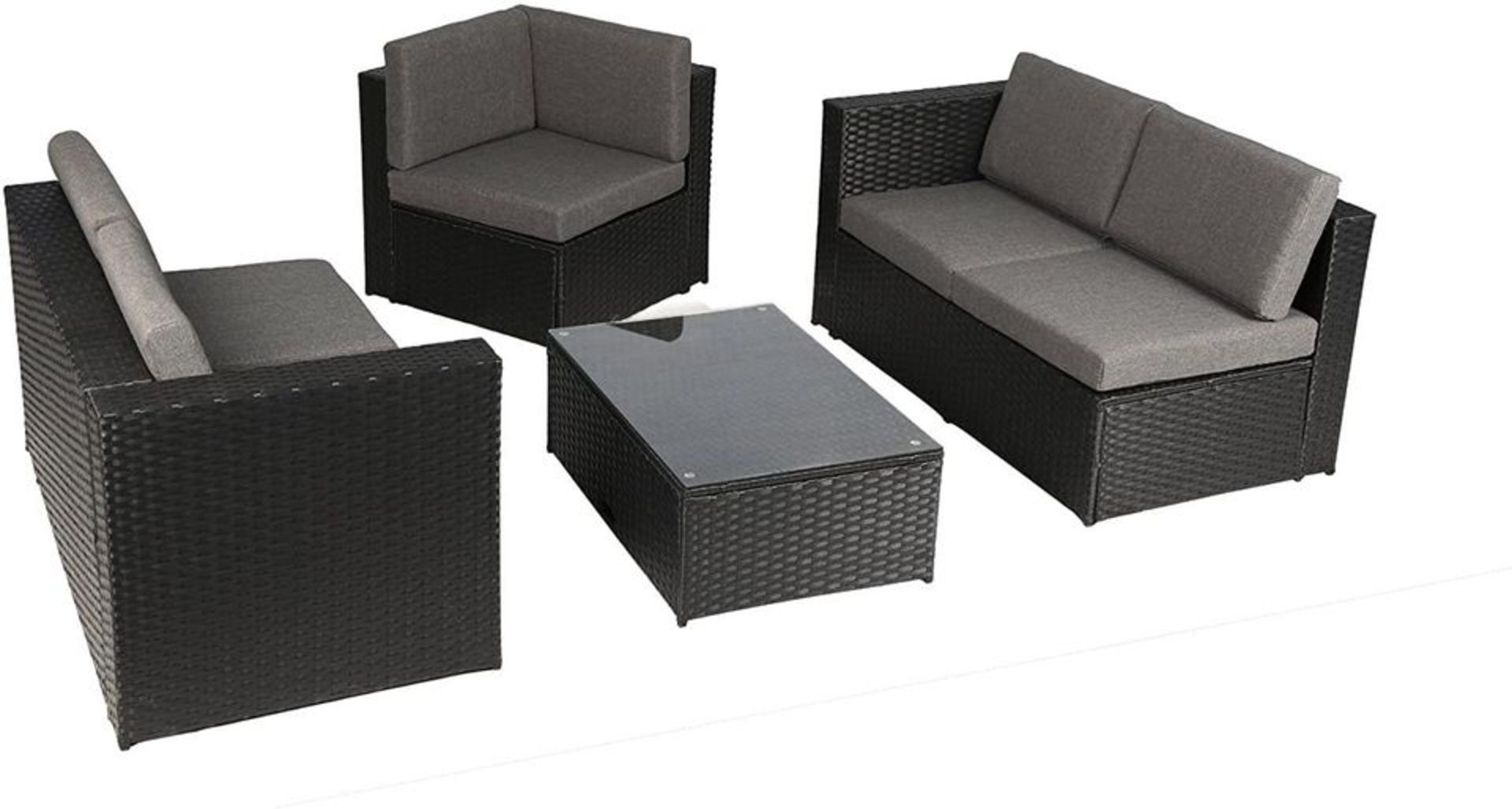 Gelston Black Corner Set with Coffee Table/Pouffee - Image 3 of 4