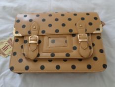 Large HT London Satchel. Apricot/Black. RRP £29.99. Brand New.