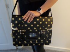 Large HT London Satchel. Black/Gold. RRP £29.99. Brand New.