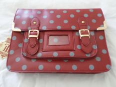 Medium HT London Satchel. Burgundy/Grey. RRP £24.99. Brand New.