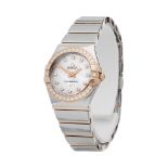 Omega Constellation 123.25.24.60.55.005 Ladies Stainless Steel & Rose Gold Diamond Mother Of Pearl